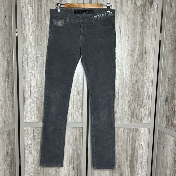Zodig & Voltaire Corduroy Pants Slim Straight Leg Gray Color Peace Paul Size 38 - Picture 1 of 8